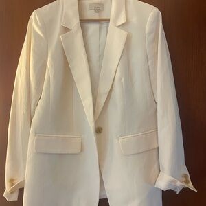 LOFT Ivory Blazer with Gold Accents